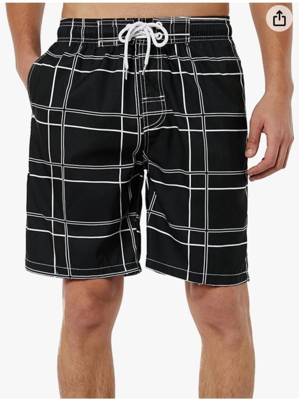 NEW Big and Tall Mens Swim Trunks, 9" size 4xl Black Plaid